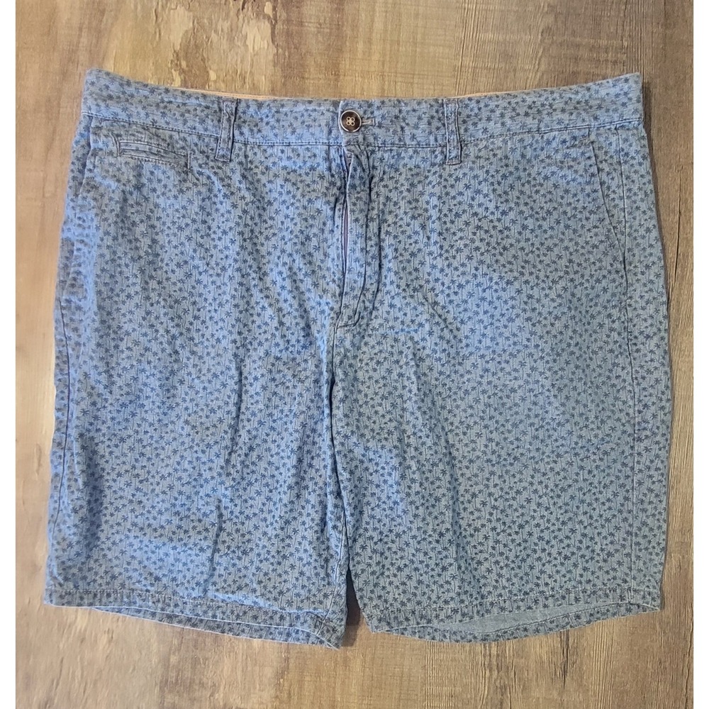 Johnnie-O Val Chambray Printed Shorts Mens 35 AOP Palm Trees 7" Inseam EUC